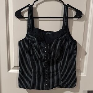 Black and White Striped corset style top